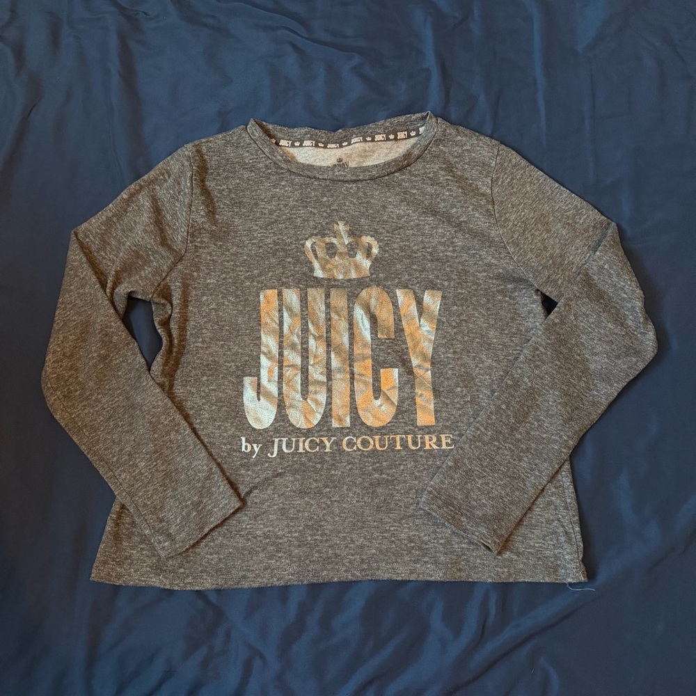 Juicy Couture Gray Long Sleeve Shirt with Metallic Decal